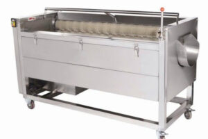 Vegetable brush cleaning and peeling machine