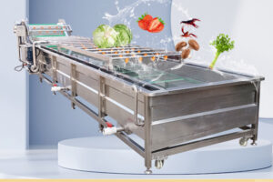 Vegetable washing and blanching machine
