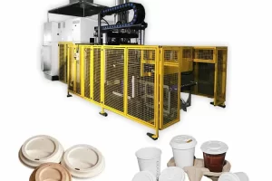 Automatic degradable pulp molded coffee cup tray production line